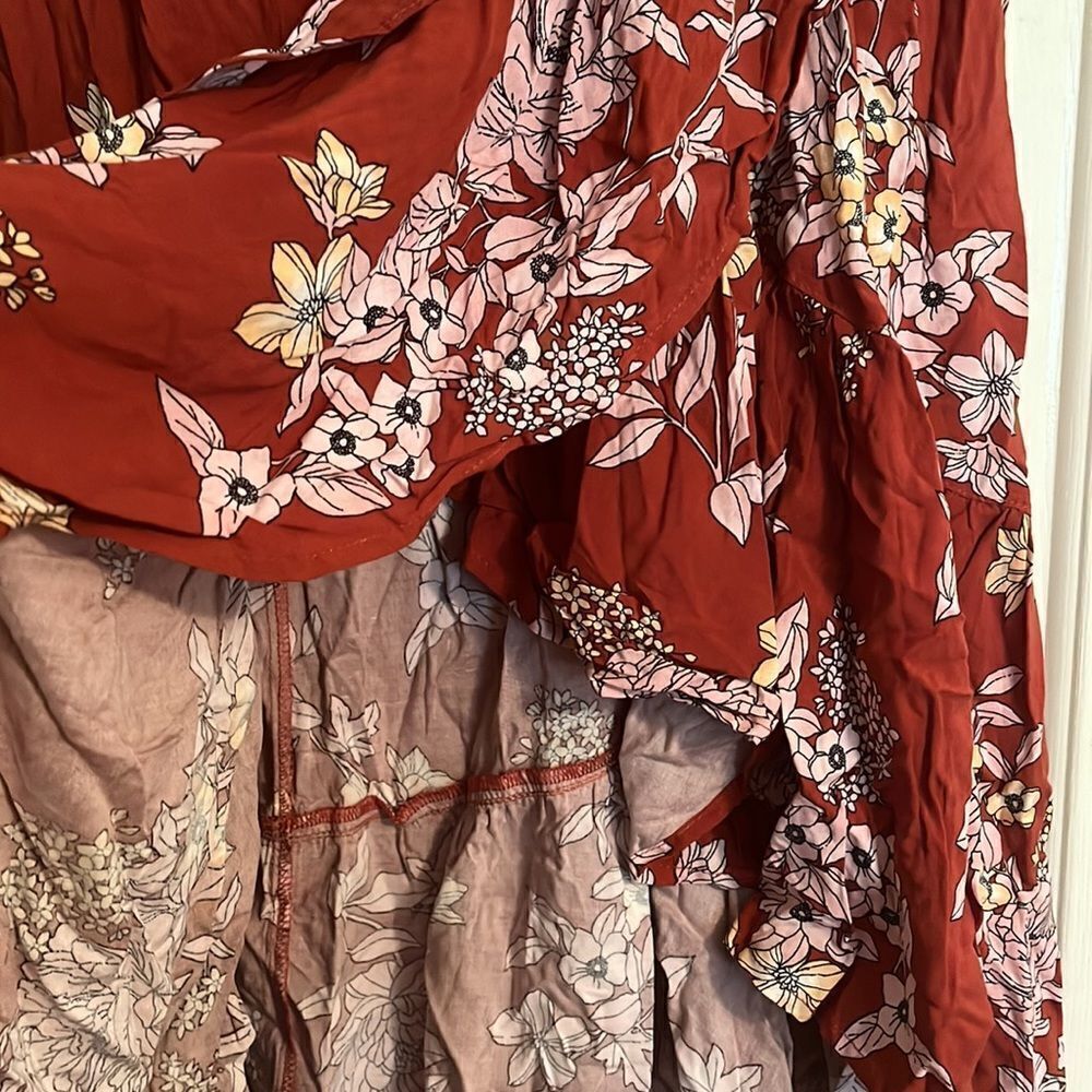 Torrid Floral Print Boho Hi-Lo Ruffle Maxi Skirt Contemporary Festival Feminine - Picture 13 of 16